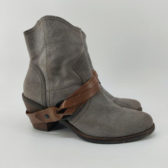 OTBT Bedford Sz 8M Gray Suede Leather Boots Ankle Bootie - Picture 2 of 16